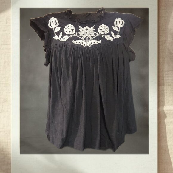 Knox Rose Black Embroidered Peasant Top | XXL - Picture 1 of 5